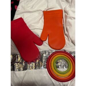 Bundle lot of 6x Rachel ray kitchen gadget silicone trivets & oven mitts Guc red
